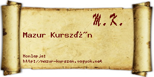 Mazur Kurszán névjegykártya